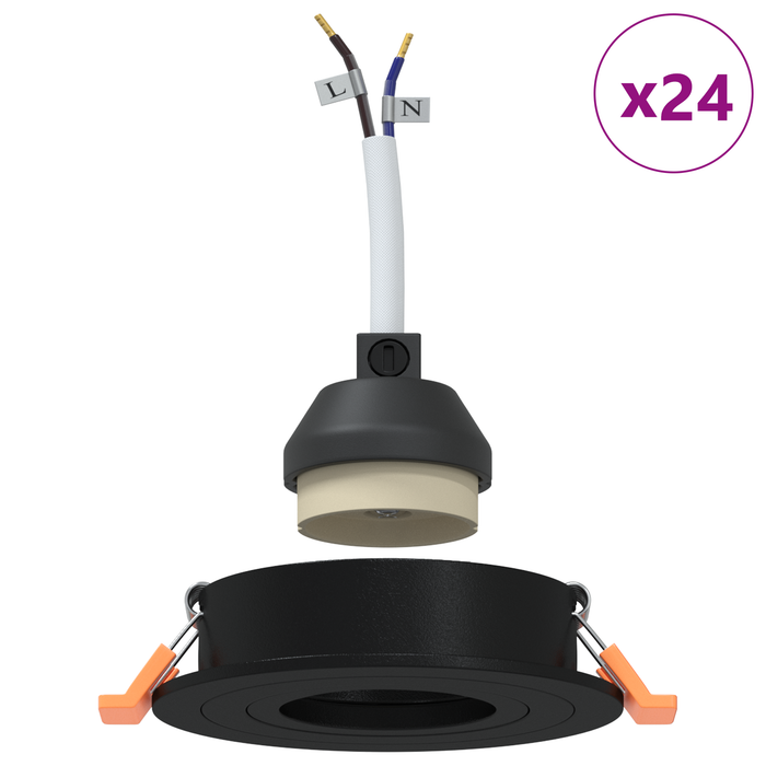 Spoturi încastrate 24 pcs Rotund GU10 Negru Ø91 mm - WALTI WALTI