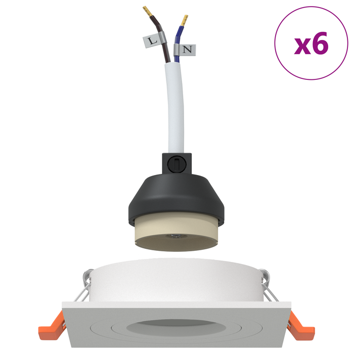 Spoturi încastrate 6 buc pătrat GU10 alb 91x91 mm - WALTI WALTI
