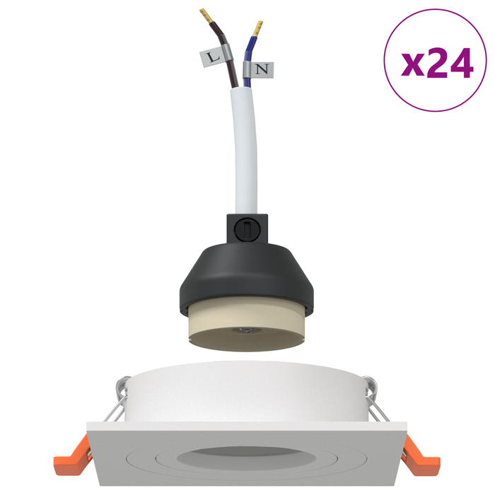 Spoturi încastrate 24 buc Pătrate GU10 Alb 91x91 mm - WALTI WALTI