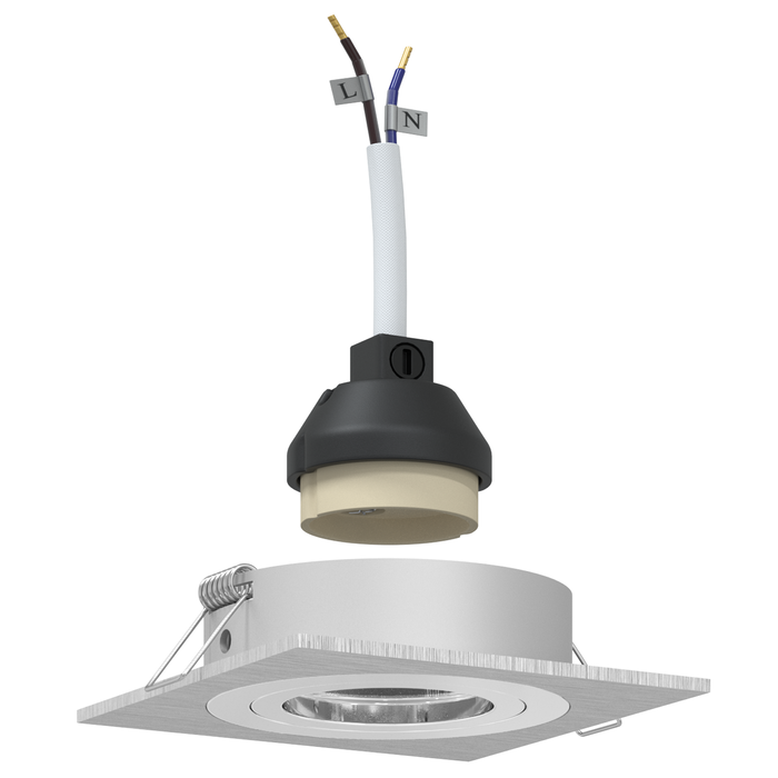 Spoturi încastrate 6 buc Pătrat GU10 Argintiu 91x91 mm - WALTI WALTI