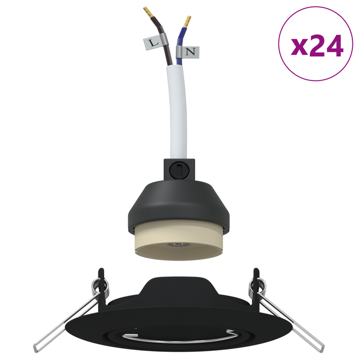 Spoturi încastrate 24 buc Round GU10 Negru Ø90 mm Oțel - WALTI WALTI
