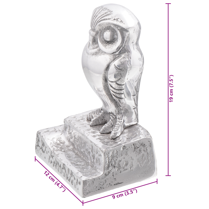 Suporturi decorative pentru cărți vidaXL 2 buc Argintiu 12x9x19 cm Aluminiu Bufniță - WALTI WALTI