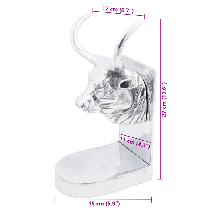 Suporturi decorative pentru cărți 2 buc Silver 17x15x27 cm Aluminiu Bull - WALTI WALTI