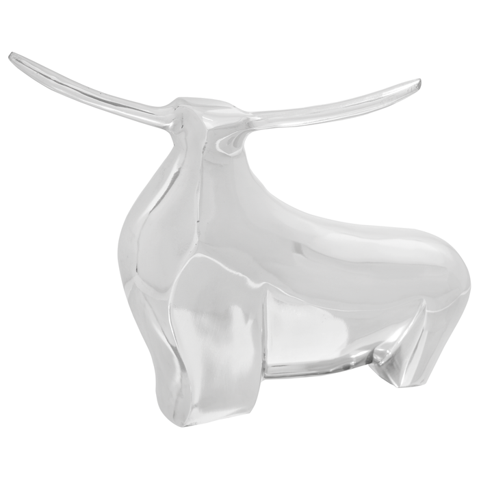 Sculptură taur, argintiu, 37x44x17 cm, aluminiu - WALTI WALTI