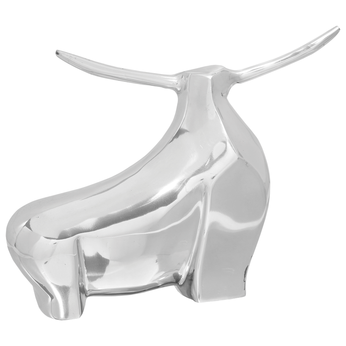 Sculptură taur, argintiu, 37x44x17 cm, aluminiu - WALTI WALTI