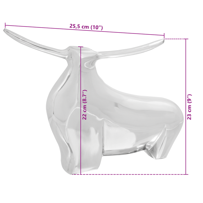 Sculptură taur, argintiu, 37x44x17 cm, aluminiu - WALTI WALTI