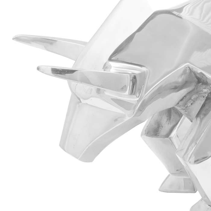 Sculptură taur, argintiu, 74x23x39 cm, aluminiu - WALTI WALTI