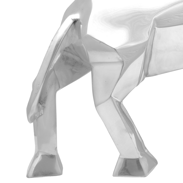 Sculptură taur, argintiu, 74x23x39 cm, aluminiu - WALTI WALTI