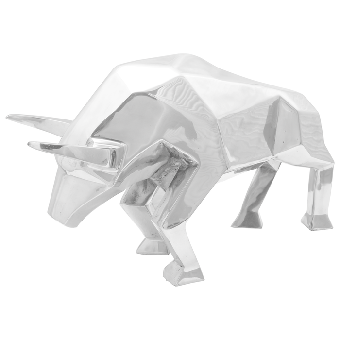 Sculptură taur, argintiu, 74x23x39 cm, aluminiu - WALTI WALTI