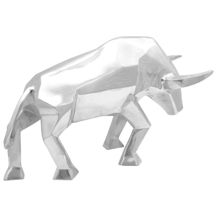 Sculptură taur, argintiu, 74x23x39 cm, aluminiu - WALTI WALTI