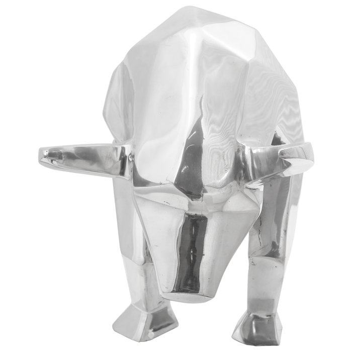 Sculptură taur, argintiu, 74x23x39 cm, aluminiu - WALTI WALTI