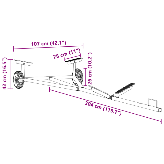 Remorcă pentru barcă, 212-302 cm, lungime reglabilă 160 kg oțel - WALTI WALTI