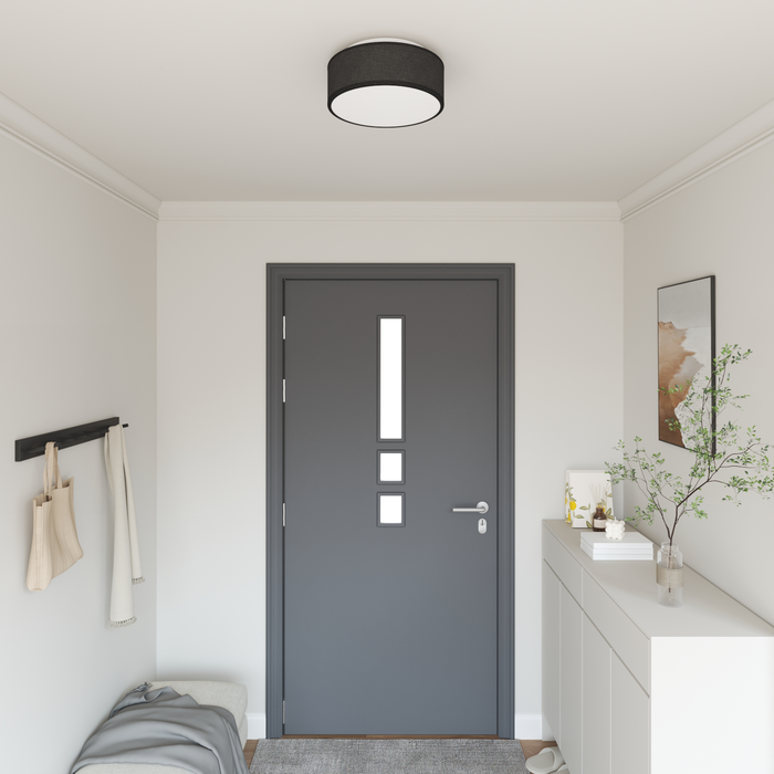 Lustră, negru, montaj încastrat, Ø 30 cm, țesătură, E27 - WALTI WALTI