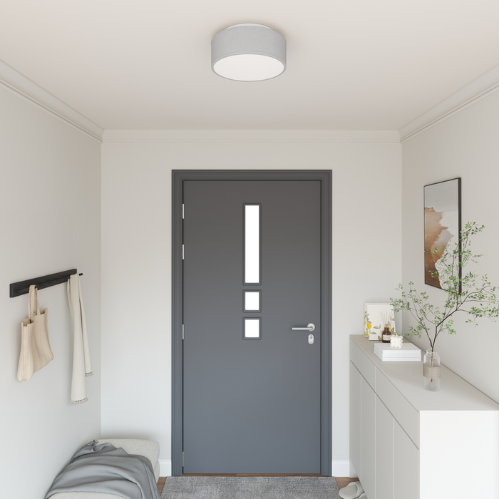 Lustră, gri, montaj încastrat, Ø 30 cm, țesătură, E27 - WALTI WALTI