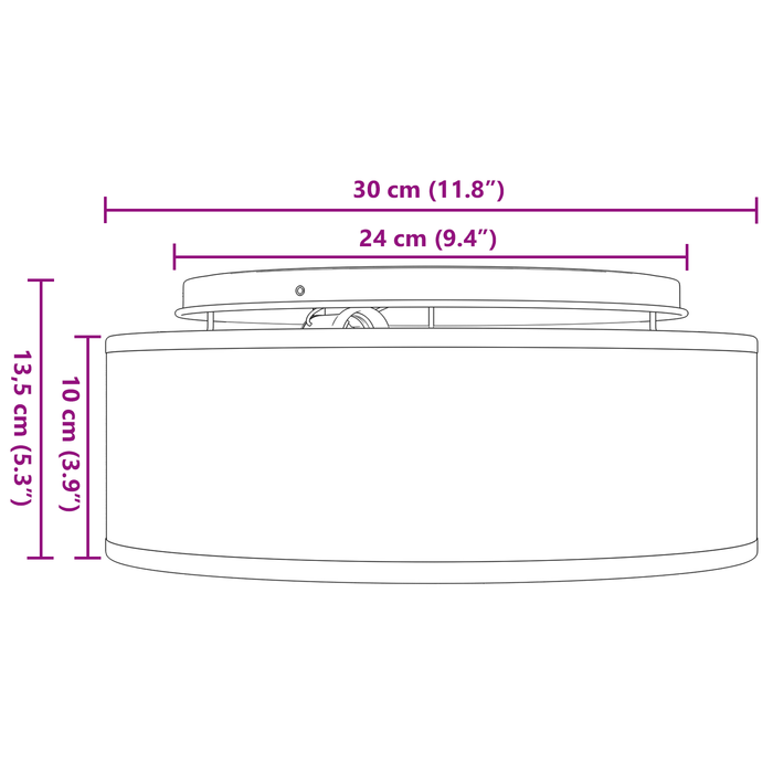 Lustră, gri, montaj încastrat, Ø 30 cm, țesătură, E27 - WALTI WALTI