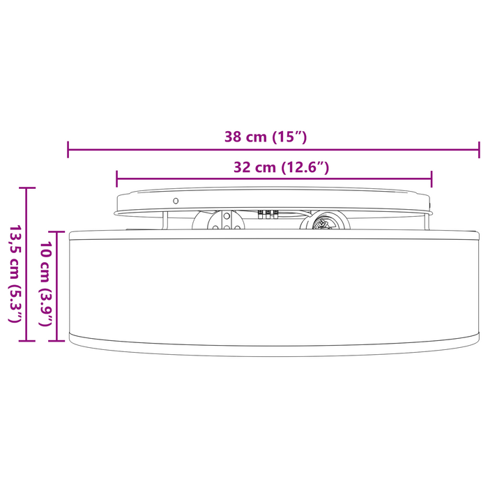 Lustră, gri, montaj încastrat, Ø 38 cm, țesătură, E27 - WALTI WALTI