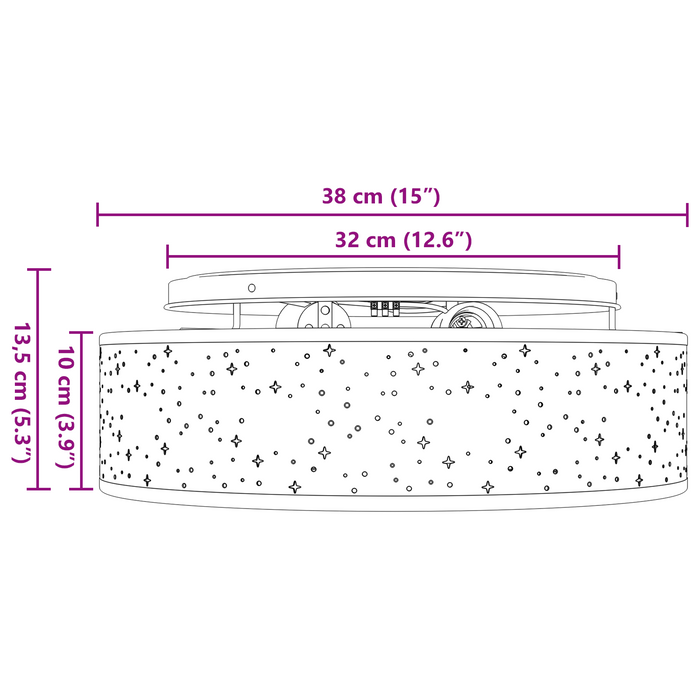 Lustră cu abajur model stea, gri, Ø 38 cm, țesătură, E27 - WALTI WALTI