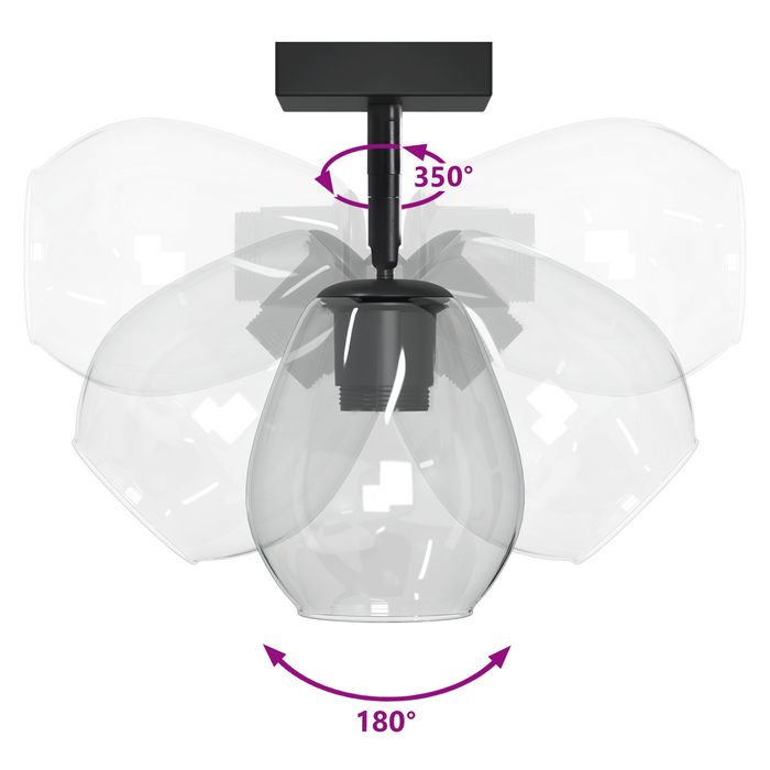 Lustră cu abajur din sticlă reglabil, antracit, E27 - WALTI WALTI
