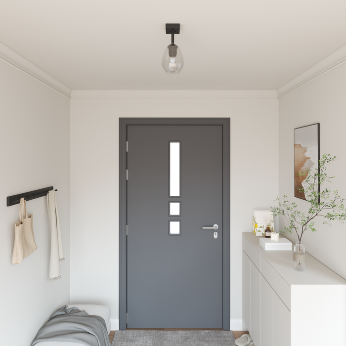 Lustră cu abajur din sticlă reglabil, antracit, E27 - WALTI WALTI