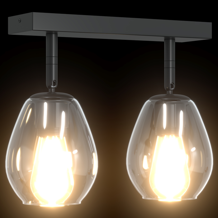 Lustră cu abajur din sticlă reglabil, antracit, E27 - WALTI WALTI