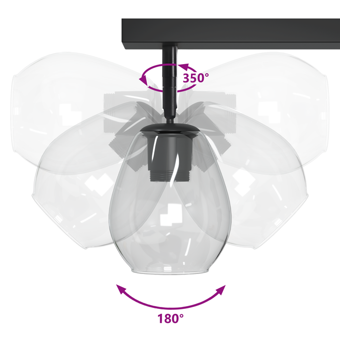 Lustră cu abajur din sticlă reglabil, antracit, E27 - WALTI WALTI