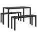 Set mobilier de grădină, 3 piese, oțel și WPC negru - WALTI WALTI