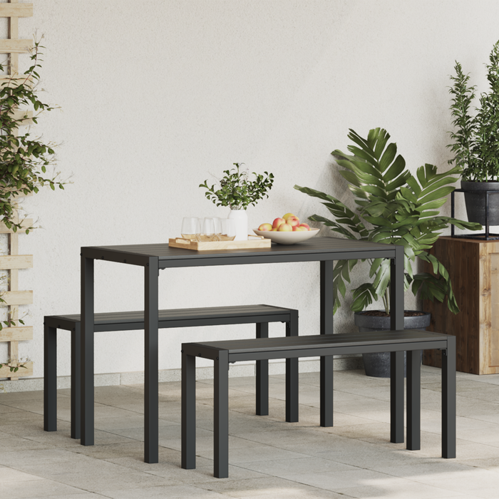 Set mobilier de grădină, 3 piese, oțel și WPC negru - WALTI WALTI