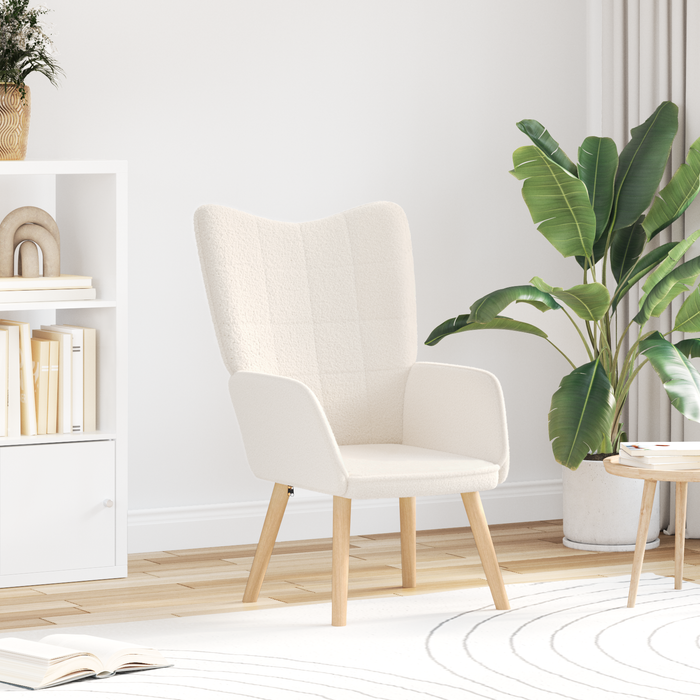 Fotoliu de relaxare, crem, material similar lână - WALTI WALTI