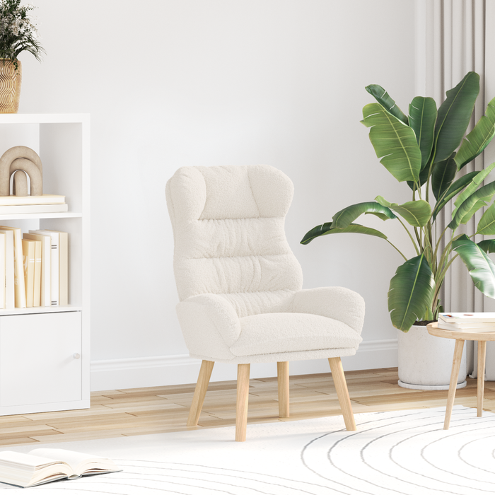 Fotoliu de relaxare, crem, material similar lână - WALTI WALTI