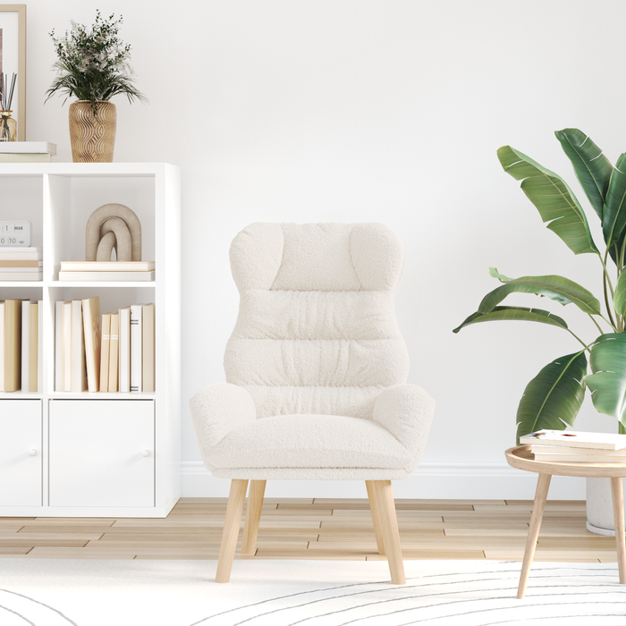 Fotoliu de relaxare, crem, material similar lână - WALTI WALTI