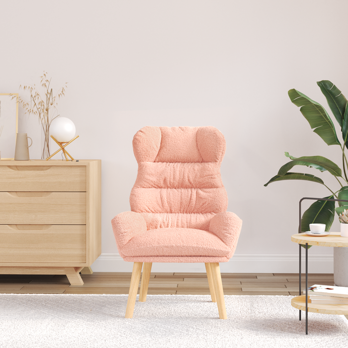 Fotoliu de relaxare, roz, material similar lână - WALTI WALTI