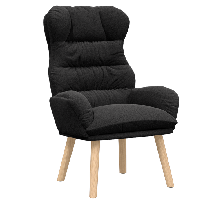 Fotoliu de relaxare, negru, material similar lână - WALTI WALTI