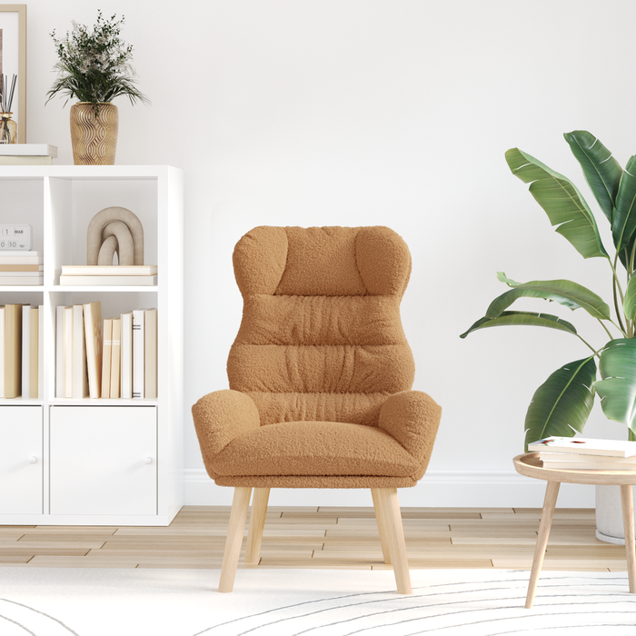 Fotoliu de relaxare, bej, material similar lână - WALTI WALTI