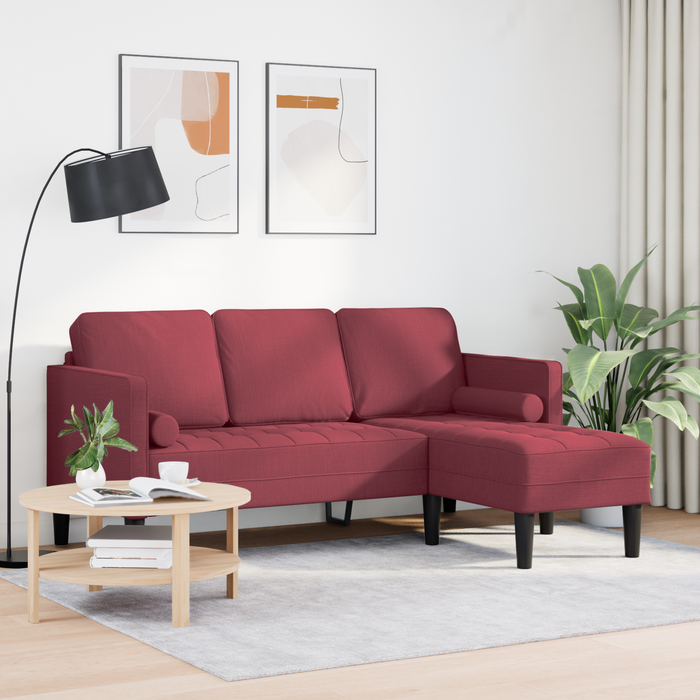 Canapea formă L, 3 locuri, bordo, 160 cm, textil - WALTI WALTI