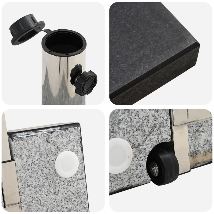 Bază cu roți pentru parasol cu mânere Granit Negru 29 kg Pătrată - WALTI WALTI