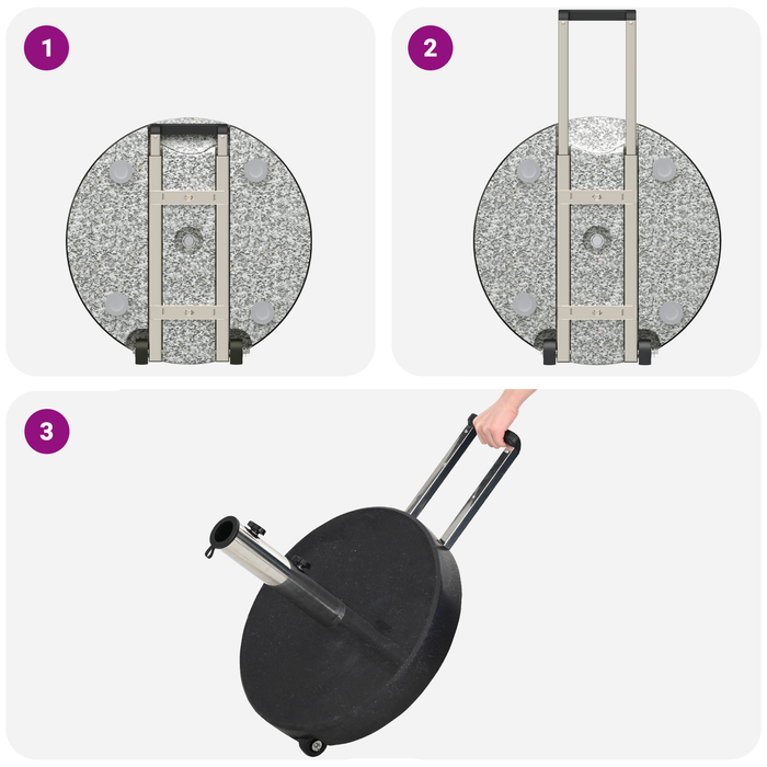 Bază Umbrelă cu Roți cu Mâner Granit Negru 29 kg Rotund - WALTI WALTI