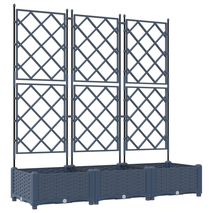 Ghiveci de grădină cu trellis 3 pcs Gri 120 x 40 x 125.5 cm PP - WALTI WALTI