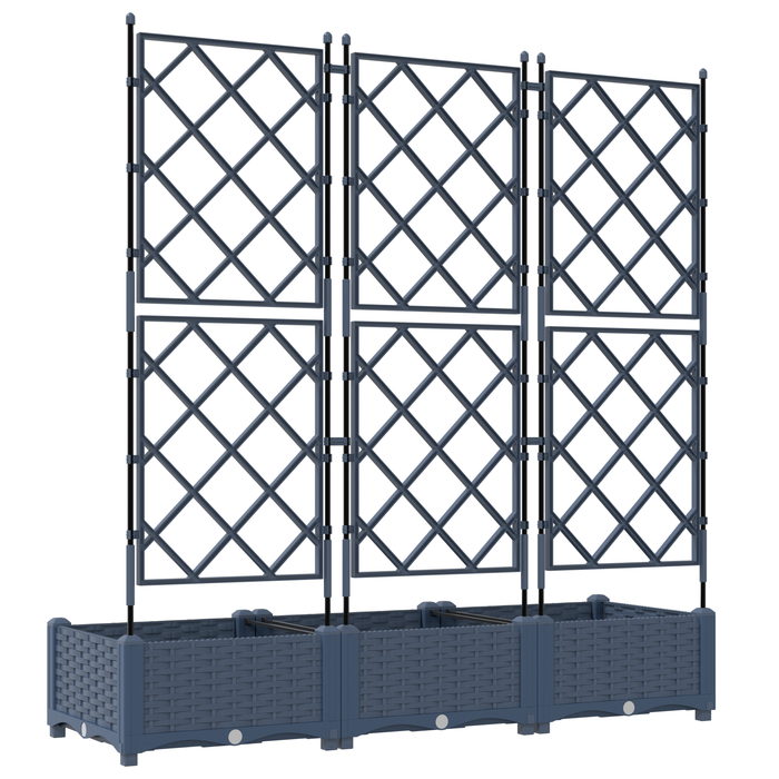 Ghiveci de grădină cu trellis 3 pcs Gri 120 x 40 x 125.5 cm PP - WALTI WALTI