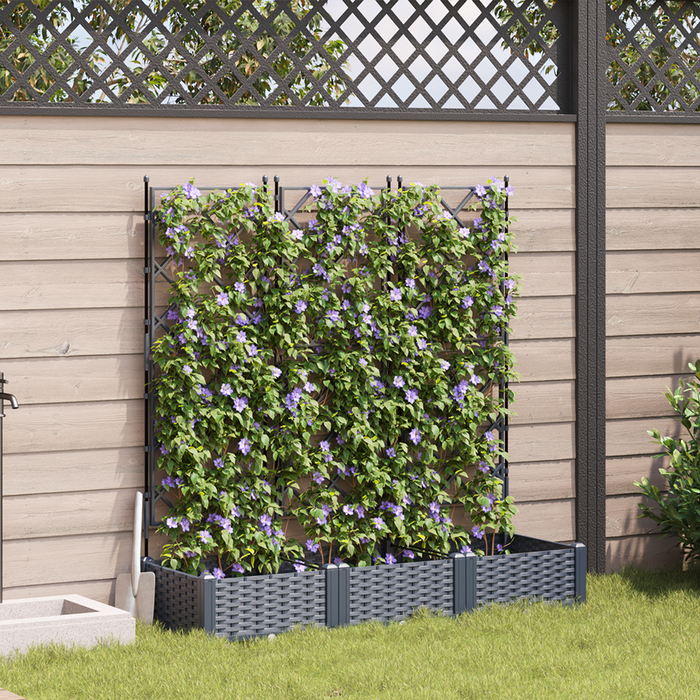 Ghiveci de grădină cu trellis 3 pcs Gri 120 x 40 x 125.5 cm PP - WALTI WALTI