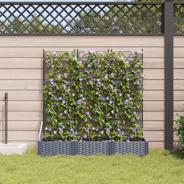 Ghiveci de grădină cu trellis 3 pcs Gri 120 x 40 x 125.5 cm PP - WALTI WALTI