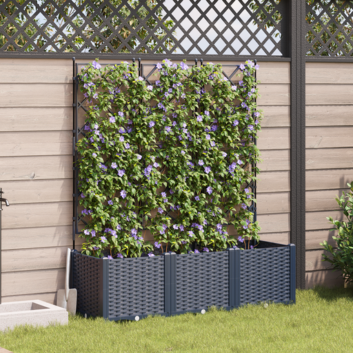 Ghiveci de grădină cu trellis 3 pcs Gri 120 x 40 x 143 cm PP - WALTI WALTI