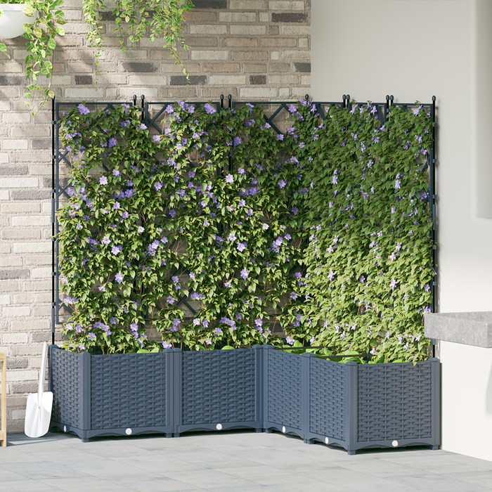 Ghiveci de grădină cu trellis 5 pcs Gri 120 x 120 x 143 cm PP - WALTI WALTI