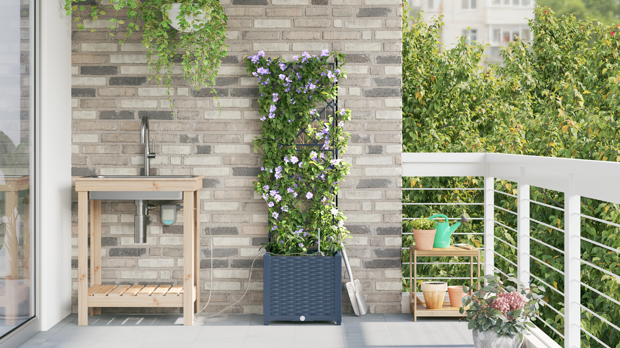 Ghivece pentru grădină Gri 40 x 40 x 142 cm Oțel - WALTI WALTI