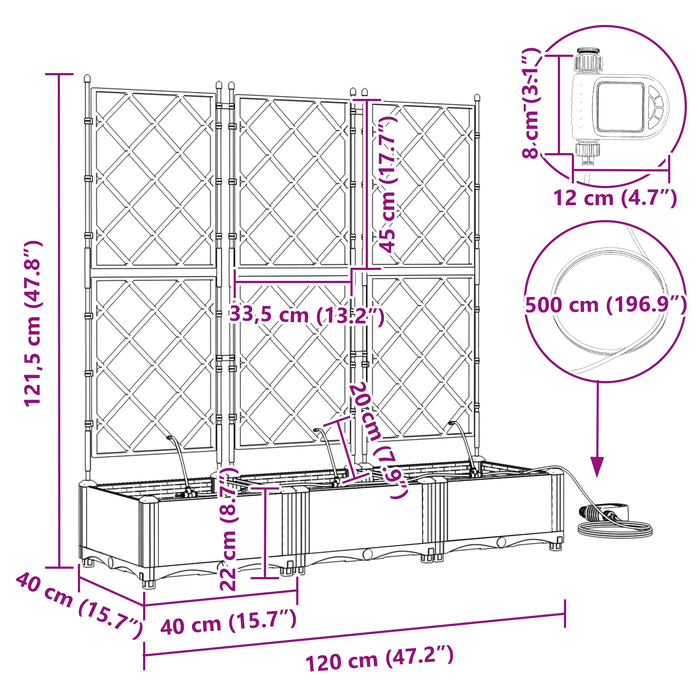 Ghivece pentru grădină Gri 120 x 40 x 126 cm Oțel - WALTI WALTI