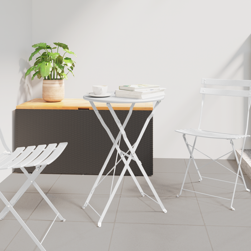 Masă de Bistro Pliabilă Alb Ø50x71 cm Oțel Vopsit - WALTI WALTI
