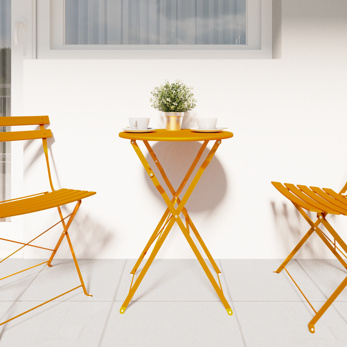 Masă de Bistro Pliabilă Muștar Ø50x71 cm Oțel vopsit electrostatic - WALTI WALTI