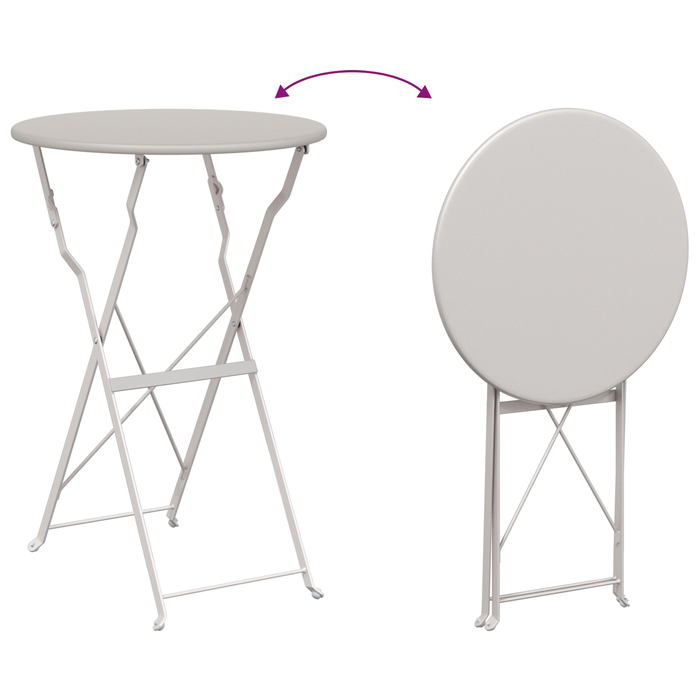 Masă de Bistro Pliabilă Bej Ø50x71 cm din Oțel Vopsit - WALTI WALTI