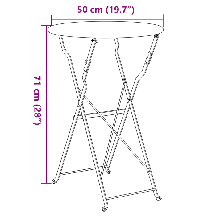 Masă de Bistro Pliabilă Bej Ø50x71 cm din Oțel Vopsit - WALTI WALTI