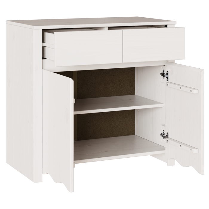 Dulap "DRAMMEN", alb, 79x43x75,5 cm, lemn masiv de pin - WALTI WALTI