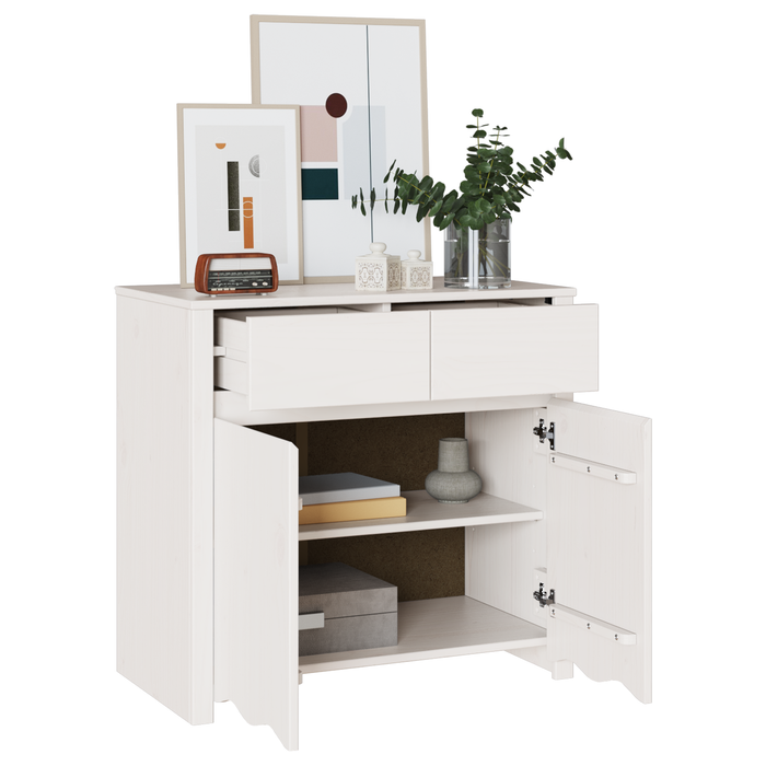 Dulap "DRAMMEN", alb, 79x43x75,5 cm, lemn masiv de pin - WALTI WALTI